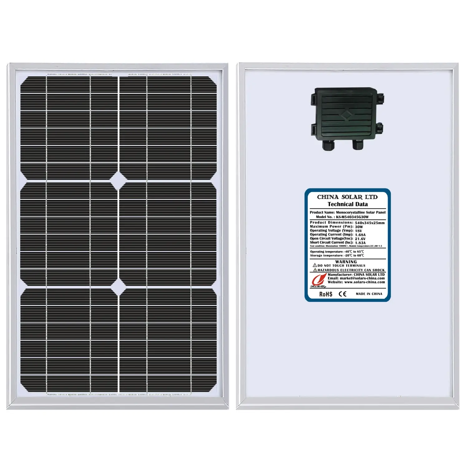 Monokristal Güneş Paneli 30W