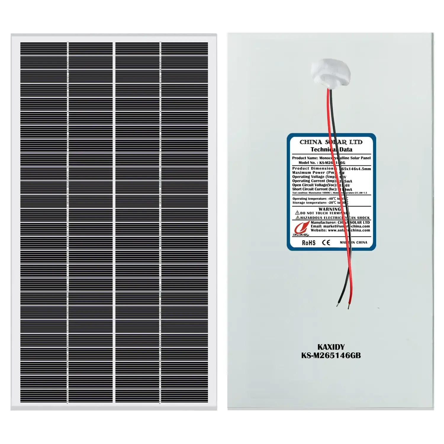 5 Watt Monokristal Güneş Paneli