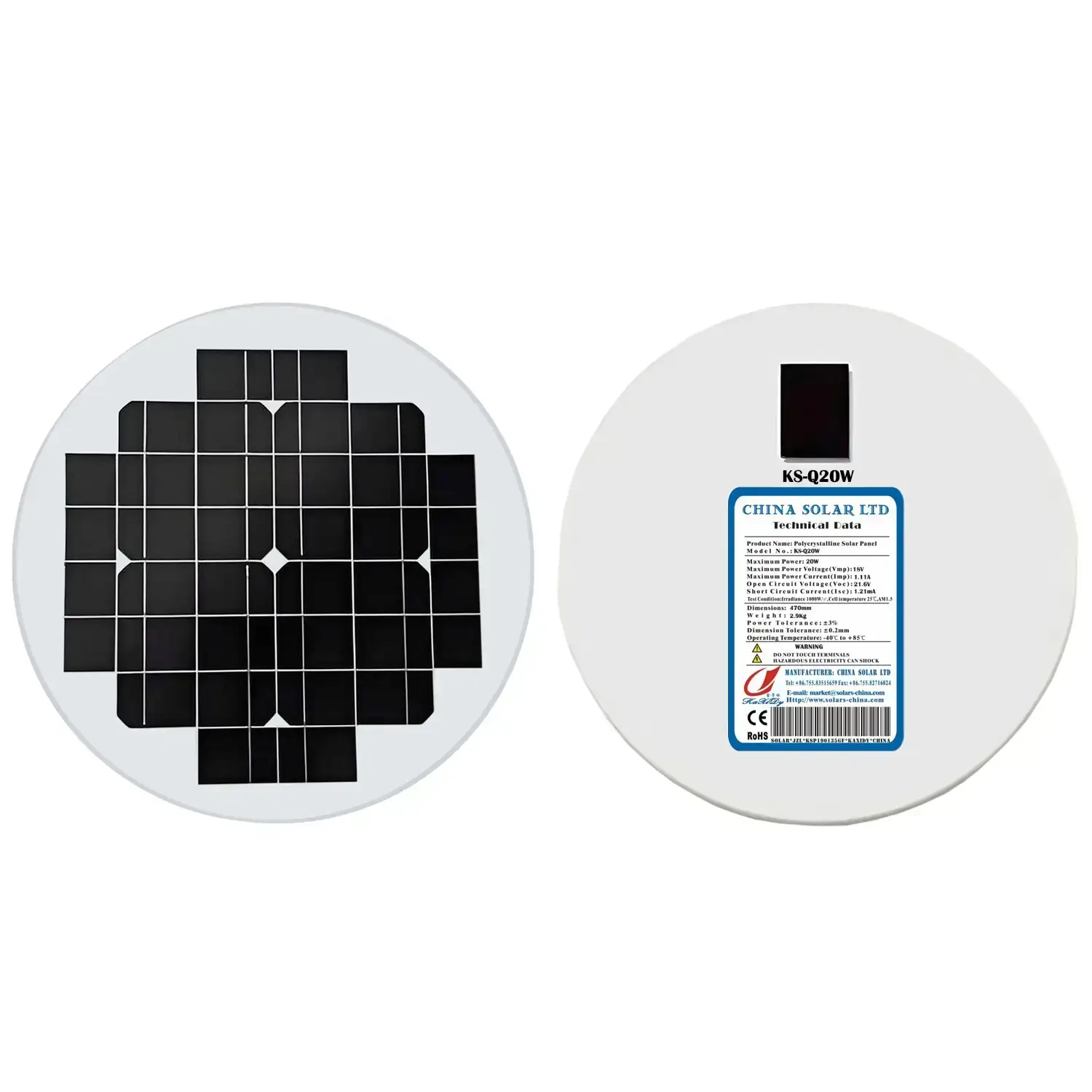 Yuvarlak Güneş Paneli 20W