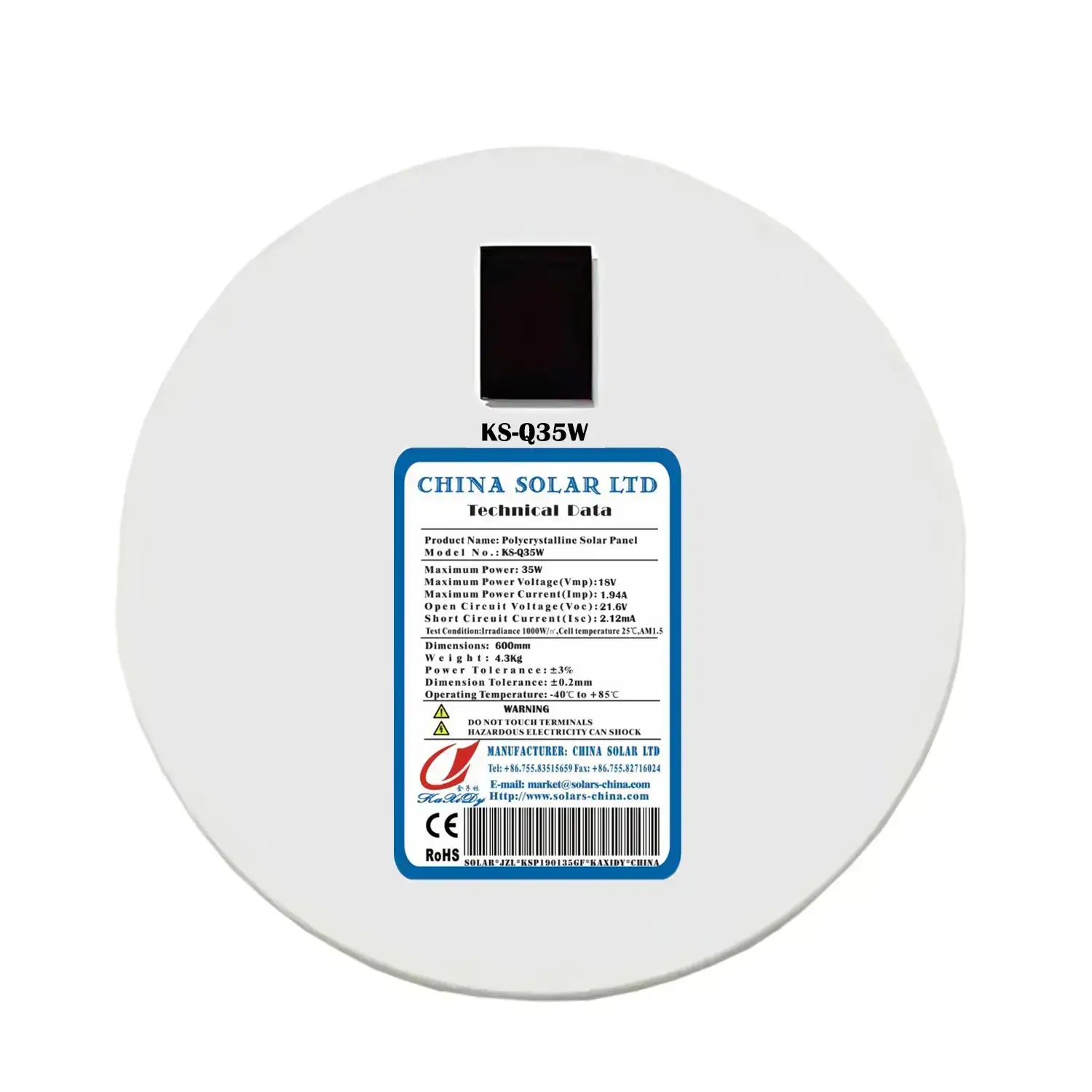 Yuvarlak Fotovoltaik Panelleri 35W